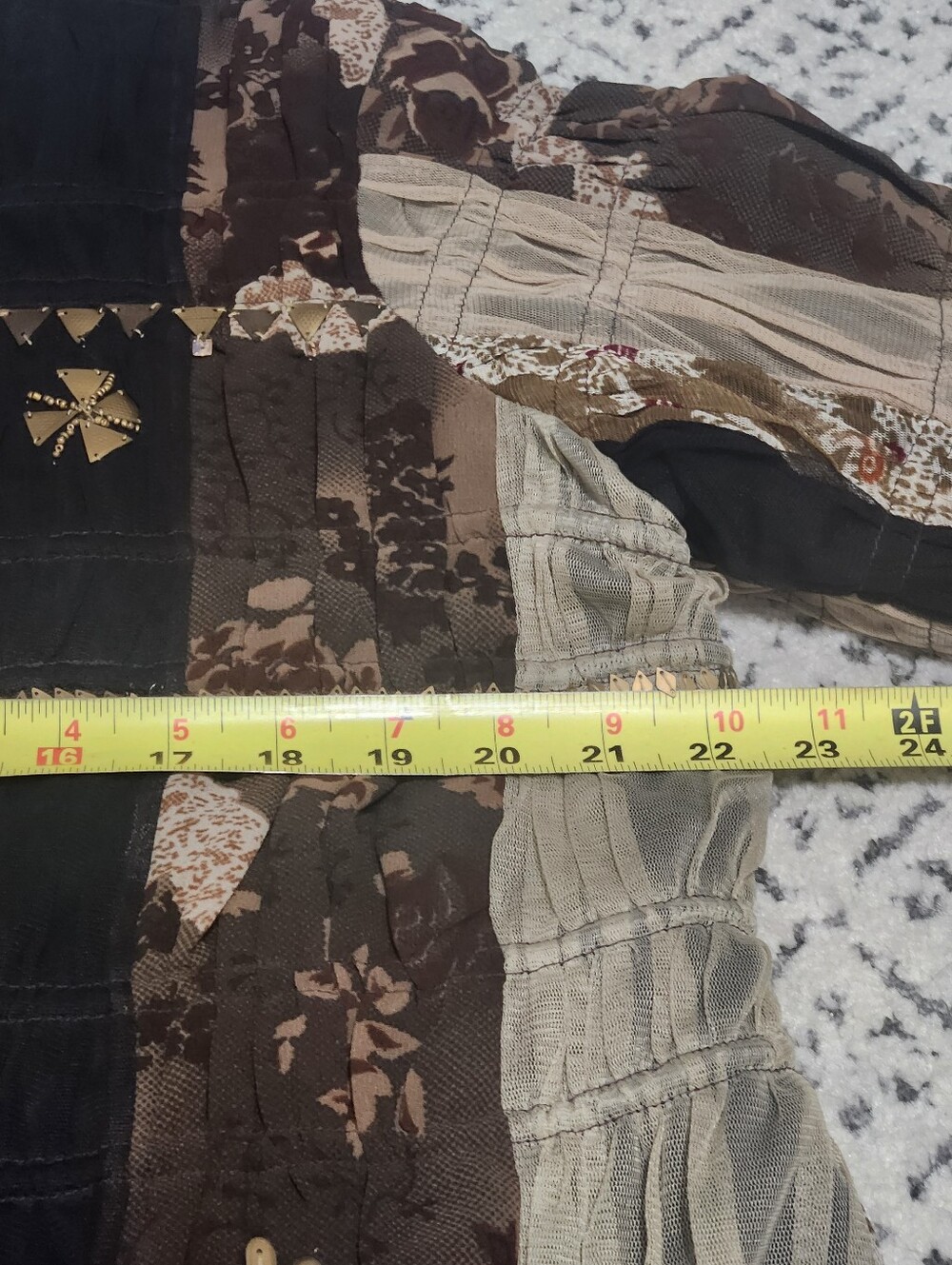 Coldwater Creek Boho Patchwork Embellished Multimedia Jacket Artsy Lagenlook XL - Picture 7 of 10